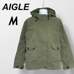 AIGLE エーグル  レディース マウンテンパーカー M  フード  刺繍ロゴ 8604-15450 アウトドア ナイロン  ーキ系 (C018)☆