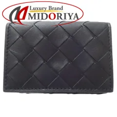 【中古】BOTTEGAVENETA ボッテガヴェネタ 三つ折り財布 P02173218C タイニーコンパクトウォレット イントレチャート レザー ブラック レディース /181874