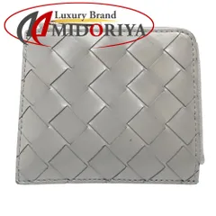 【中古】BOTTEGAVENETA ボッテガヴェネタ コインケース 593216 スタンプスクエアジップアラウンドウォレット イントレチャート レザー グレー レディース /181911