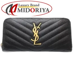 【中古】SAINT LAURENT PARIS サンローランパリ 長財布 358094 ラウンドファスナー モノグラム YSLロゴ レザー ブラック レディース /181940