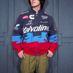 USA VINATGE JH DESIGN JEFF HAMILTON EMBROIDERY DESIGN COTTON RACING JACKET/アメリカ古着ジェフハミルトン刺繍デザインコットンレーシングジャケット