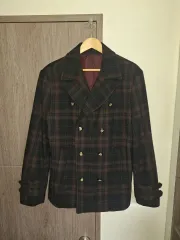 チェックコート ジャケット ブラウン/レッド