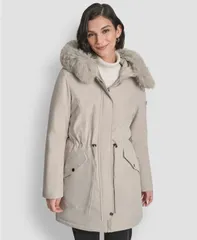 ダナ キャラン ニューヨーク レディース アウター ジャケット・ブルゾン コート DKNY Womens Trim Hooded Anorak Puffer Coat Vapor