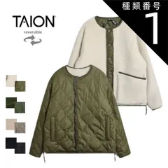 種類1：BLACK/L タイオン ミリタリー リバーシブル クルーネック ダウンジャケット TAION-R104BML-1 メンズ レディース ユニセックス 黒/ブラック/ベージュ/オリーブ M/L/XL ボアジャケット フリース 軽量 暖かい アウター 防寒