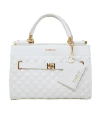 ベベ レディース バッグ ハンドバッグ キルティング Bebe Alex Quilted Satchel Bag with Card Holder Winter White ホワイト