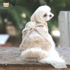 犬服 もこもこアウター ファー素材 リボン付き お花飾り トイプードル 小型犬 超小型犬 防寒 可愛い お出かけ 写真撮影 プレゼント ギフト