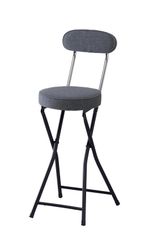 【送料無料】折りたたみ カウンターチェア 背もたれ付き 軽量 コンパクト 省スペース キッチン 厨房向け バーチェア ハイチェア スチール グレー/ベージュ 高さ60cm おしゃれ 組立不要 UNI-40F (グレー)