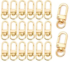 20個セット 金具 ナスカン ワンタッチキーホルダー 回転フック 360度回転 修理 交換 パーツ キーホルダー ハンドメイド アクセサリー DIY 手芸用品 手作り 素材 (ゴールド)