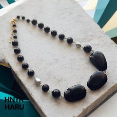 美品 希少レア】HM森英恵ヴィンテージ ブラック ストーン ドロップ 