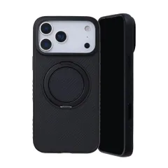 新品 Deff ディーフ iPhone17ProMax用 アラミド繊維 薄型 耐衝撃 超軽量 カーボン風(調) リング付き ケース (6.9inch 17ProMax)