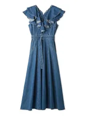 新品 [スナイデル] デニムフリルワンピ SWFO244260 レディース BLU 0