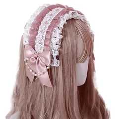 髪飾り レディース ヘッドドレス コスプレ リボン カチューシャ ゴスロリ ロリータ morytrade レース (あずき色)