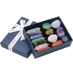 Avidora クリスタルストーン パワーストーン 水晶 天然石 原石 チャクラ クリスタル 浄化 7種 14点セット