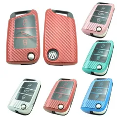 フォルクスワーゲン TPU キーケース キーカバー 全5色 VW Volkswagen ゴルフ7 パサート ティグアン など メタリック メッキ カーボン柄 キーレス スマートキー