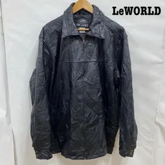 レザー LeWORLD Fine Leathers パッチワーク ツギハギ レザージャケット 革ジャン シングル ライダース 本革 BLK XL メンズ XL ISItems【USED】【古着】【中古】50101051