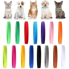 YINKE 子猫 子犬用首輪 15色セット ペット用識別首輪 新生児 ペット 柔軟の素材 マジックテープ付き ダブルサイド 調節可能 簡単着脱 子犬識別 1のサムネイル