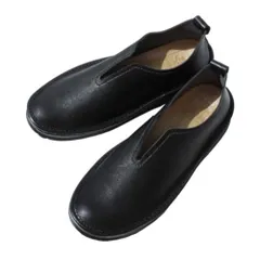 新品 [やさしい靴工房 Belle & Sofa] スリッポン レディース 疲れない 幅広 軽量 歩きやすい Vカット フラットシューズ ヴィーガンレザー 日本製 YURIA (ブラック 23.0 cm)