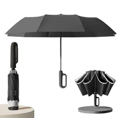 【新品】 VERILADY 折りたたみ傘 逆さ傘 自動開閉 ワンタッチ 晴雨兼用 超撥水 UVカットUPF50 紫外線遮断 逆折り式 折り畳み傘 10本骨 頑丈 軽量 携帯便利 大きい 反射テープ 豪雨/梅雨/台風対応 男女兼用 Ｓ（ブラック） 0