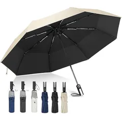【新品】 おりたたみ傘 8本骨 晴雨兼用 折りたたみ傘 ワンタッチ自動開閉 折り畳み傘 丈夫 軽量 梅雨対策 台風対応 紫外線遮断 UVカット 完全遮光 日傘 コンパクト 折畳傘 メンズ レディース (ブラック) (ブラック) (ベージュ) 1