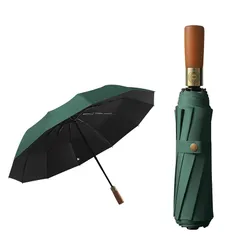 【新品】 英国風折りたたみ傘 ワンタッチ 自動開閉 日傘 大きいサイズ 無垢材のハンドル メンズ | 12本骨 | 丈夫 撥水速乾 耐強風 テフロン加工 |遮光遮熱 uvカット | 晴雨兼用傘 梅雨対策 台風対応 豪雨対応 | 携帯しやすい | 通勤 通学 1