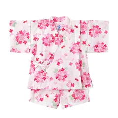 新品 [ミキハウス] 甚平スーツ 上下セット 半袖 あじさい 日本製 女の子 花火大会 夏祭り ベビー キッズ 子供服 12-7502-685 80cm 白