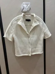 ZARA) アイボリー 半袖 カーディガン ニット S