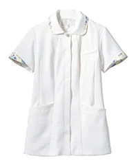 新品 [Laura Ashley] (ローラ アシュレイ) (ローラアシュレイ) ナースジャケット半袖【制菌/帯電防止/防汚/透け防止/吸水】 医療白衣LW803-13 LW803-13 オフホワイト/アメリ ブルー L