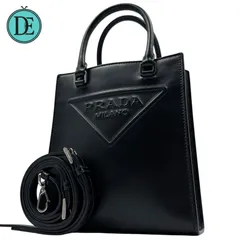 良品✨ 【RFID】PRADA prada プラダ ハンドバッグ ショルダーバッグ クロスボディ 2way 三角ロゴ エンボスロゴ トライアングルロゴ ソフトカーフ レザー シルバー金具 レディース 手提げ 斜め掛け ICチップ入り