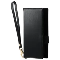 新品 エレコム スマホケース 汎用 マルチケース Sサイズ ソフトレザー 手帳型 マグネット開閉 スライド式 スタンド機能 4つのカードポケット ハンドストラップ付属 ブラック P-06PLFY4BK