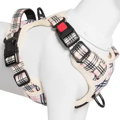 【限定】BaoCheng 犬ハーネス 犬用胴輪 小型犬/中型犬/大型犬ハーネス 犬用胴輪 引っ張り防止 アタマを通さず 咳き込み軽減 サイズ調整可能 夜間反射材 抜けない 通気性 簡単着脱 おしゃれ 安全 しつけ用 訓練 歩行補助 散歩 可愛い(ベージュチ 0