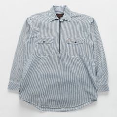 FIVE BROTHER 90年代 ヒッコリー ハーフジップ ワークシャツ プルオーバー XL ストライプ ホワイト ブルー BY SAPKO INTERNATIONAL