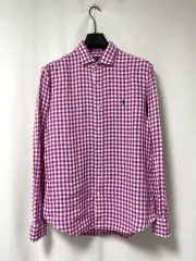 POLO RALPH LAUREN(ポロラルフローレン) メンズ リネン 麻100％ ギンガム チェックシャツ _ パープル