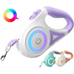 YUHAFO 大型犬 小型犬 中型犬 伸縮リード 犬用りーど 伸びるリード【LEDライト・ライトリング付き】 「5m」 (パープル) 0