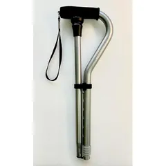 【新品】 KINGGEAR伸縮・２本折りたたみ機能付きステッキ 最短79cm 最長91cm 適応身長154cm～178cｍ ステッキ 杖 男女兼用 軽量&頑丈 ウォーキングスティック 多点杖 大きい杖先ゴムで安心 シニア向け、障がい者向け 自立杖 持ち運び 1のサムネイル