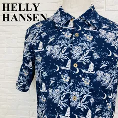 HELLY HANSEN ヘリーハンセン 半袖シャツ 総柄 ネイビー M 0242K