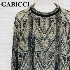 GABICCI ガビッチ ニット 総柄 ブラック ベージュ L 0255Kのサムネイル