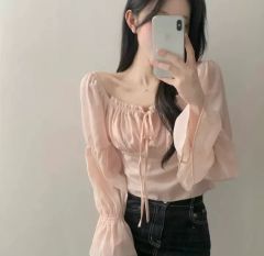 ロズリン フリル ティアード リボン オフショルダー ブラウス