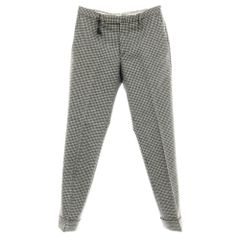 【中古】インコテックス INCOTEX ウール チェック カジュアルスラックスパンツ ブラックxホワイト【サイズ44】【メンズ】