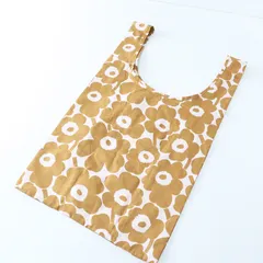 美品 マリメッコ marimekko Unikko スマートバッグ＼ブラウンxライトピンク トートバッグ エコバッグ ポケッタブル【2400014863338】