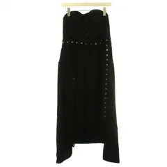 エイチ&エム H&M rokh ベアトップオフショルダーワンピース ドレス アシメ 変形 ひざ丈 プリーツ 切替 US M 黒 ブラック /DK