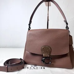 ✨ABランク　COACH コーチ 2way ワンショルダーバッグ ハンドバッグ  レザー スウェード パイソン ブラウン 4612 「54EL」
