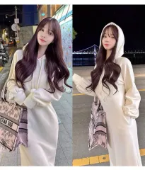 MAYOON 裏マイクロファイバー Long フード付きワンピース クリーム M マキシ丈