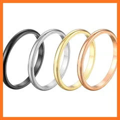 【新品】 083基地 4個セット 4色セット ユニセックス レディース メンズ リング 2mm ピンキーリング 指輪 シンプル チタン 甲丸 リング サイズ14号 1