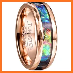 【新品】 Vakki(ヴァッキ) 指輪 メンズ レディース リング 男女兼用 【タングステン+アワビシェル】 幅:8mm カラー：ピンクゴールド 27号 1