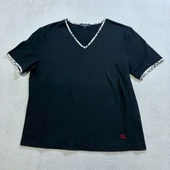 【早い者勝ち】BURBERRY LONDON (バーバリー ロンドン) ノバチェック ホースロゴ Vネック半袖カットソー 半袖Tシャツ レディースMサイズ