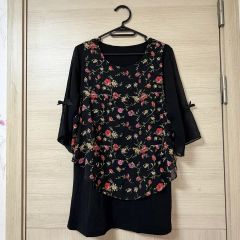 ROZE フラワー ブラック ブラウス