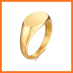 【新品】 [Rockyu] 指輪 レディース ゴールド シンプル 印台リング ゴールド 指輪物語 男女兼用 ins風 アクセサリー 0