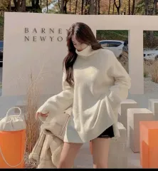 ヘイグ オーバーサイズ スリット タートルネック ニット エイブリー ベリージュ