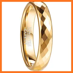 【新品】 083基地 リング メンズ 指輪 タングステン 多面カット キラキラ 金属アレルギーフリー 横幅4mm ゴールド 真空メッキ アクセサリー プレゼント 18号 0