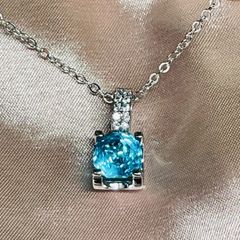 美品アクアマリンジェムストーンS925ネックレストップ N31 - メルカリ